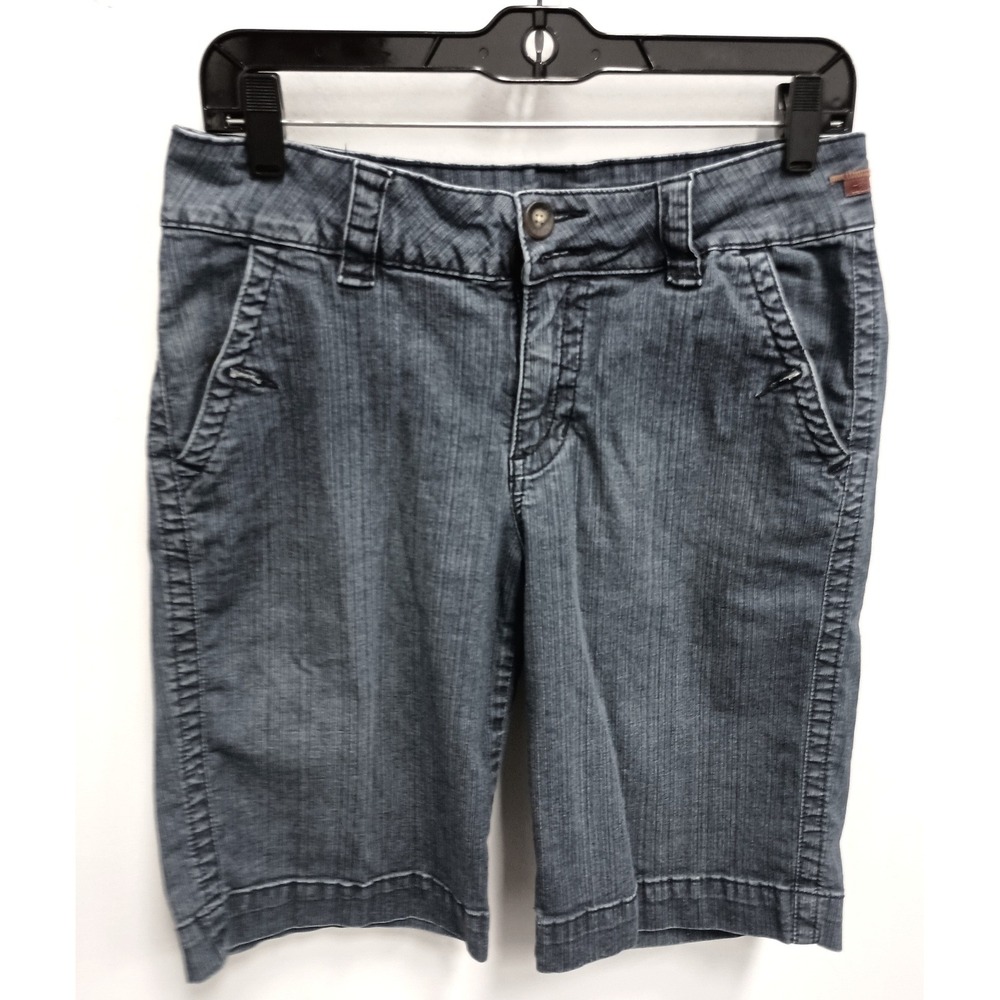 VTG 90s Worn Denim Bermuda Shorts Women Size 8 Blue Jean Wide Leg Grunge